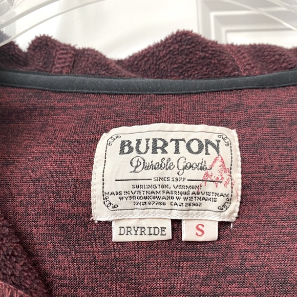 Burton full zip maroon heather with hood men’s S - Picture 3 of 5